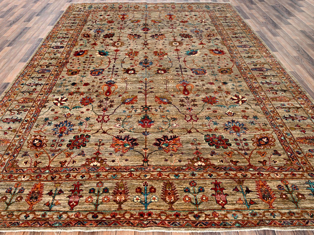 8'11" x 12'0" New Hand Knotted Brown Wool Rectangle Oriental Rug - MOA1021813