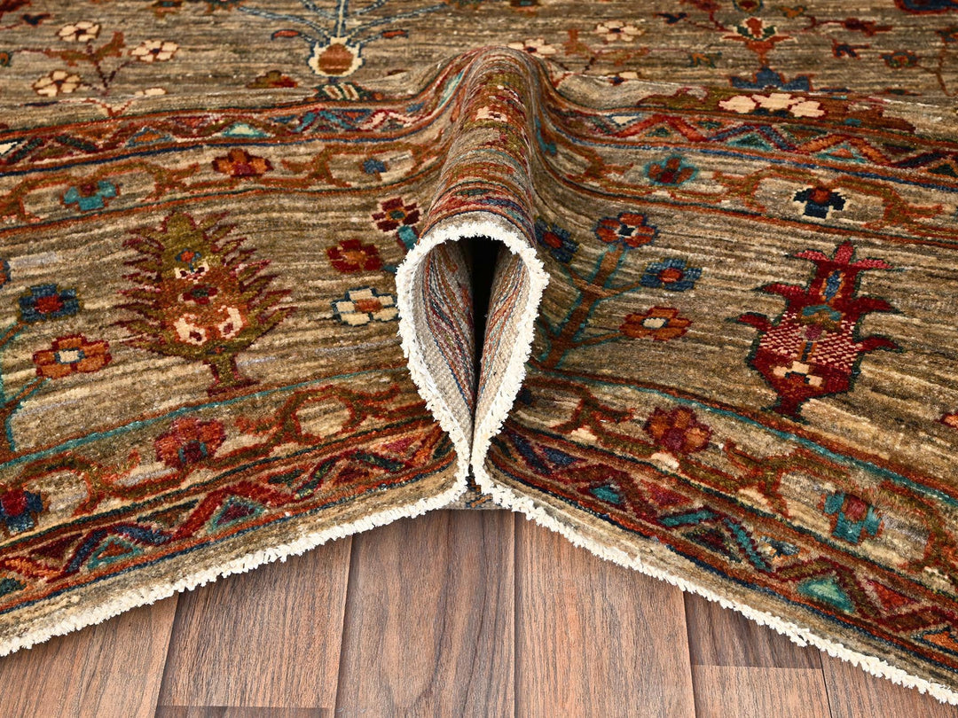 8'11" x 12'0" New Hand Knotted Brown Wool Rectangle Oriental Rug - MOA1021813