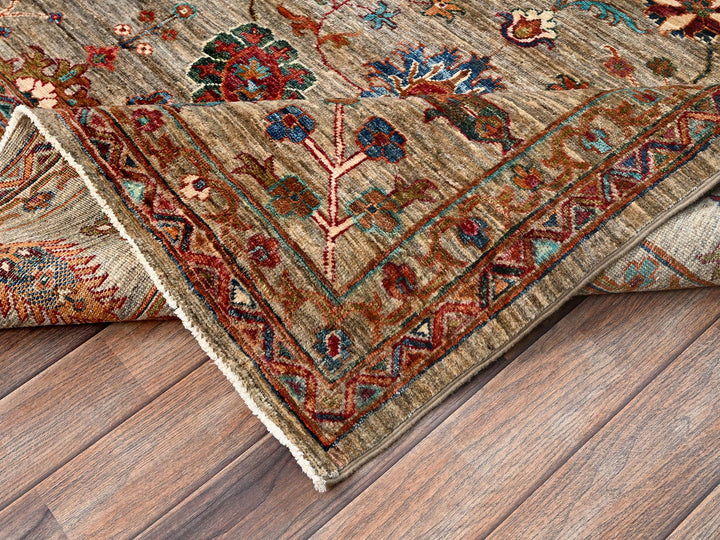 8'11" x 12'0" New Hand Knotted Brown Wool Rectangle Oriental Rug - MOA1021813