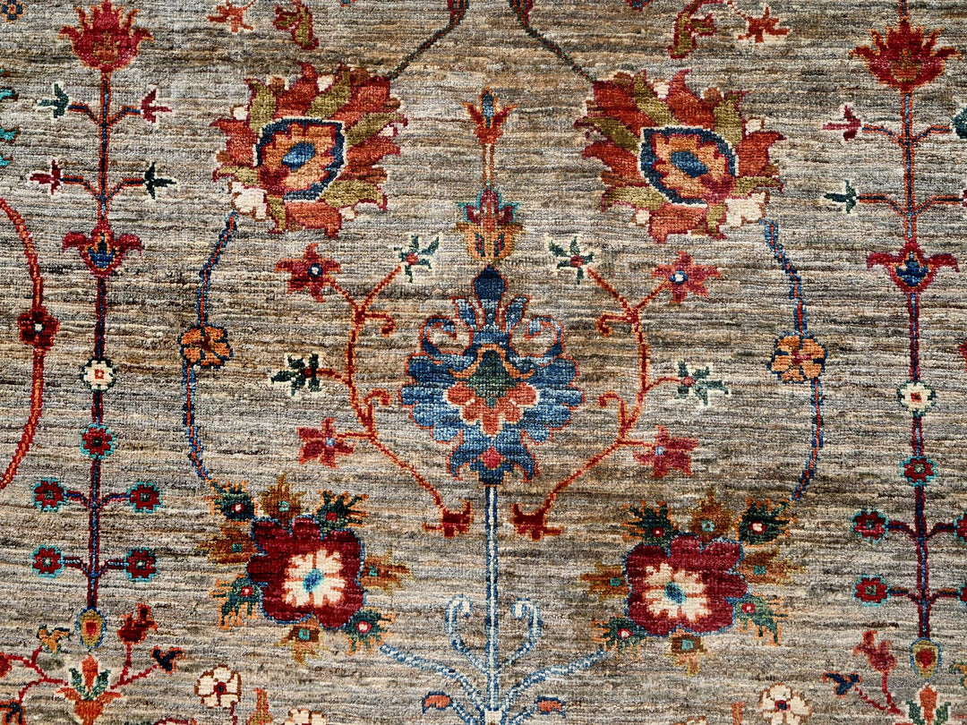 8'11" x 12'0" New Hand Knotted Brown Wool Rectangle Oriental Rug - MOA1021813