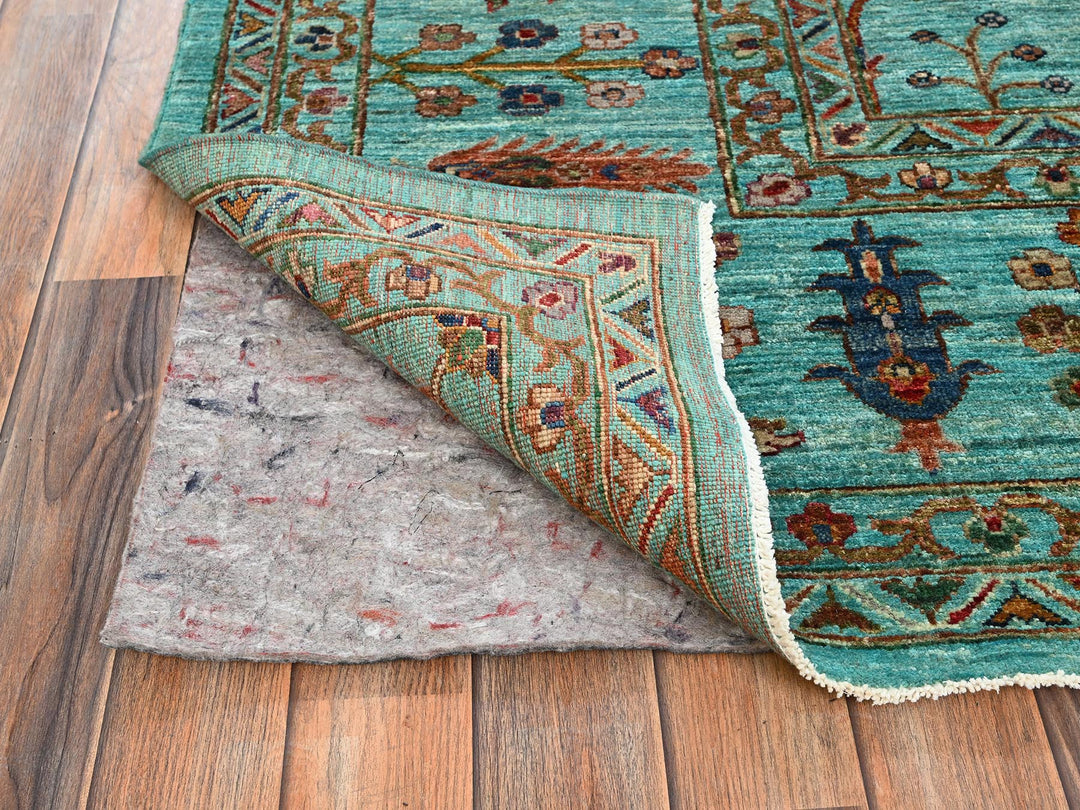 9'0" x 12'1" New Hand Knotted Blue Wool Rectangle Oriental Rug - MOA1021814