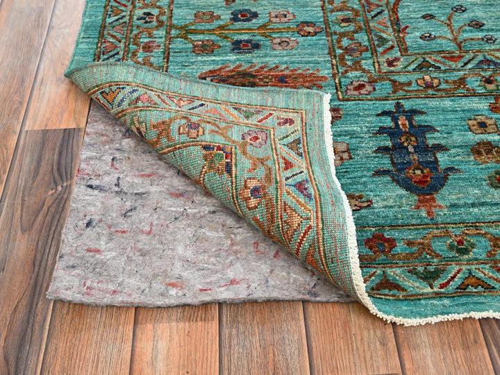 9'0" x 12'1" New Hand Knotted Blue Wool Rectangle Oriental Rug - MOA1021814