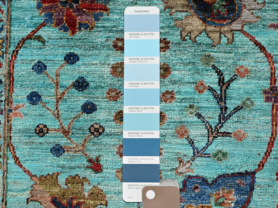 9'0" x 12'1" New Hand Knotted Blue Wool Rectangle Oriental Rug - MOA1021814