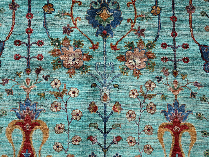 9'0" x 12'1" New Hand Knotted Blue Wool Rectangle Oriental Rug - MOA1021814