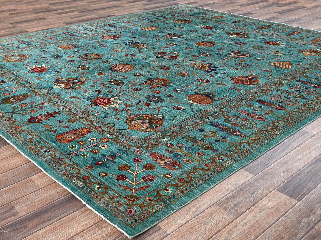 8'1" x 9'9" New Hand Knotted Blue Wool Rectangle Oriental Rug - MOA1021815