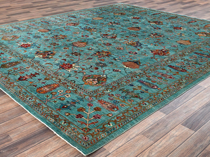 8'1" x 9'9" New Hand Knotted Blue Wool Rectangle Oriental Rug - MOA1021815