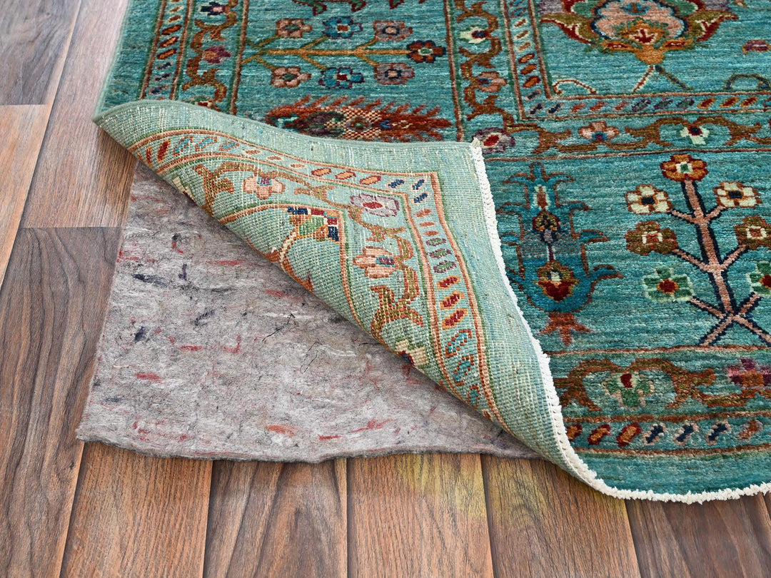 8'1" x 9'9" New Hand Knotted Blue Wool Rectangle Oriental Rug - MOA1021815