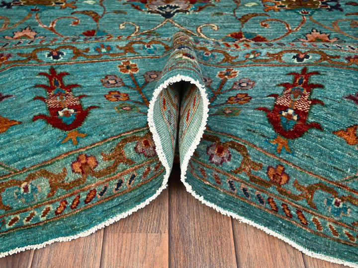 8'1" x 9'9" New Hand Knotted Blue Wool Rectangle Oriental Rug - MOA1021815