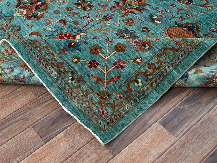 8'1" x 9'9" New Hand Knotted Blue Wool Rectangle Oriental Rug - MOA1021815