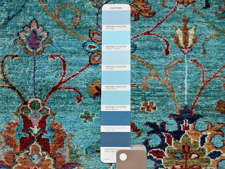 8'1" x 9'9" New Hand Knotted Blue Wool Rectangle Oriental Rug - MOA1021815