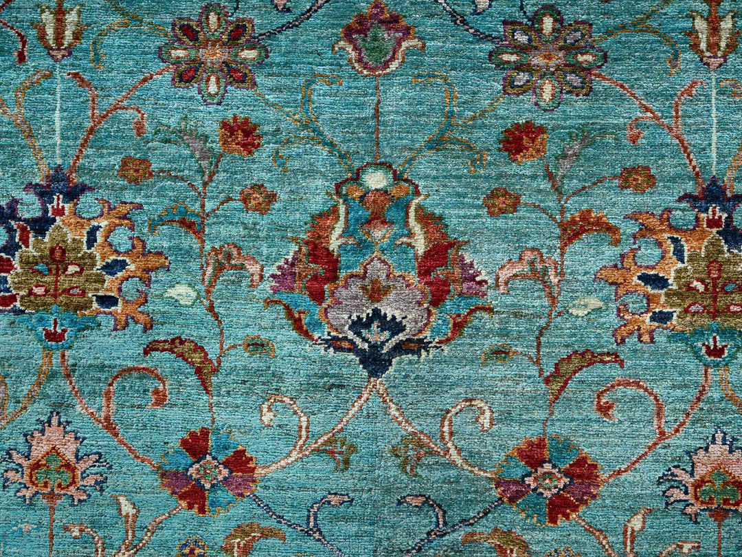 8'1" x 9'9" New Hand Knotted Blue Wool Rectangle Oriental Rug - MOA1021815