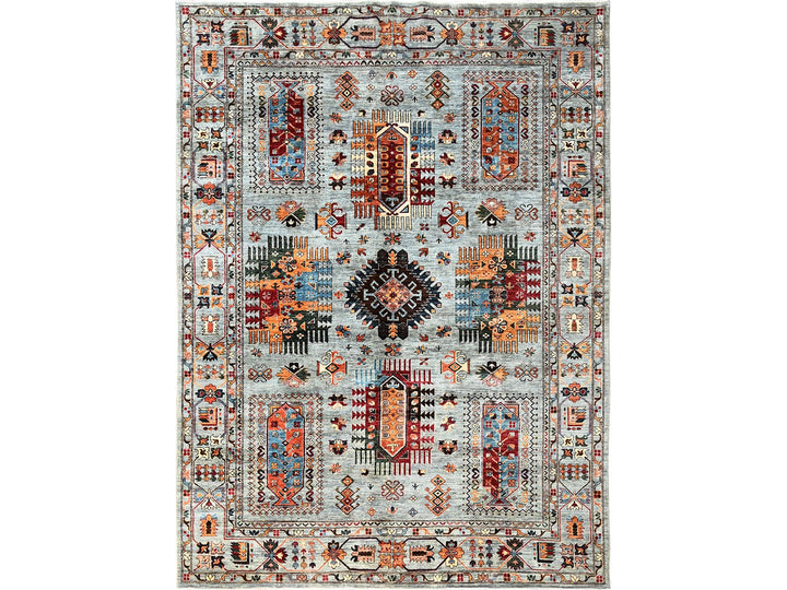 8'11" x 12'1" New Hand Knotted Grey Wool Rectangle Oriental Rug - MOA1021816