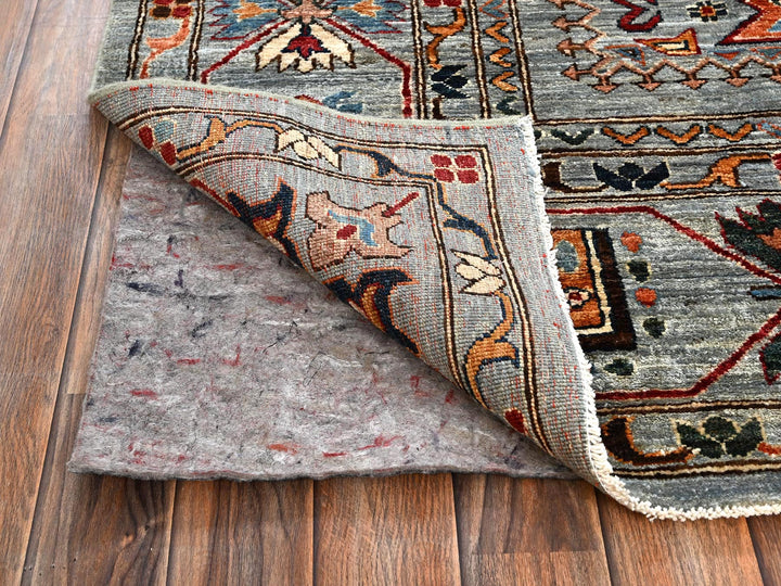 8'11" x 12'1" New Hand Knotted Grey Wool Rectangle Oriental Rug - MOA1021816