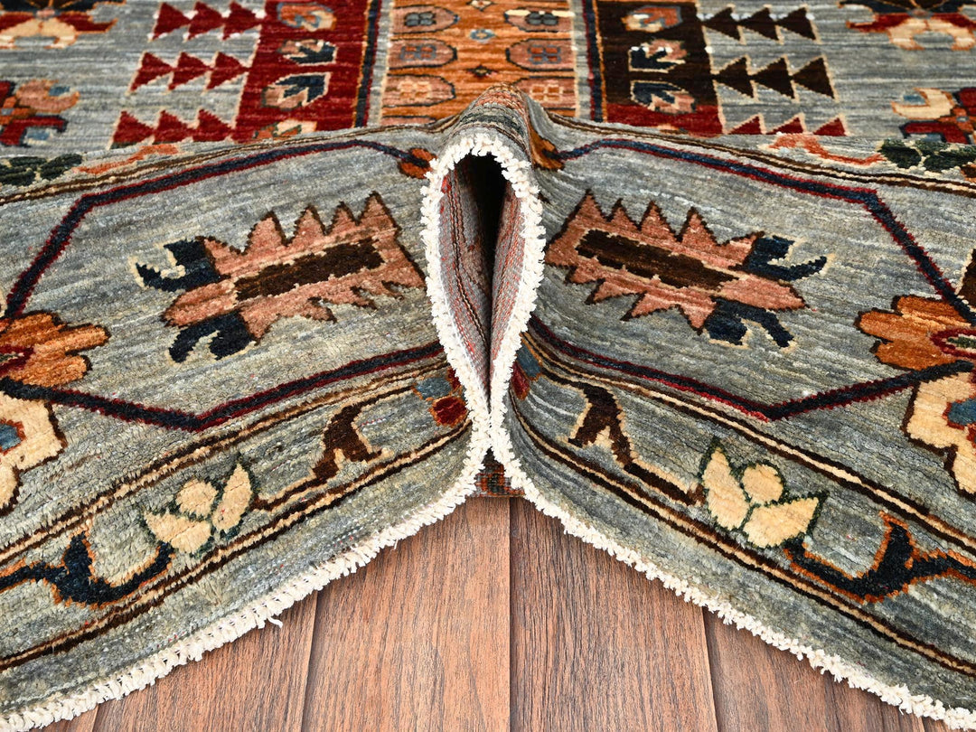 8'11" x 12'1" New Hand Knotted Grey Wool Rectangle Oriental Rug - MOA1021816