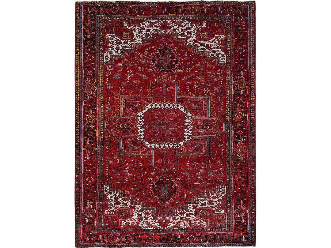10'2" x 13'8" Vintage Hand Knotted Red Wool Rectangle Oriental Rug - MOA102181