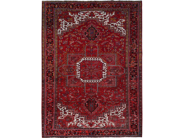 10'2" x 13'8" Vintage Hand Knotted Red Wool Rectangle Oriental Rug - MOA102181