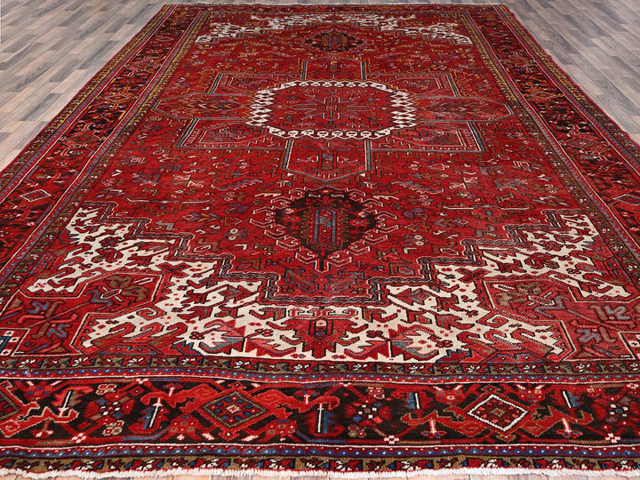 10'2" x 13'8" Vintage Hand Knotted Red Wool Rectangle Oriental Rug - MOA102181