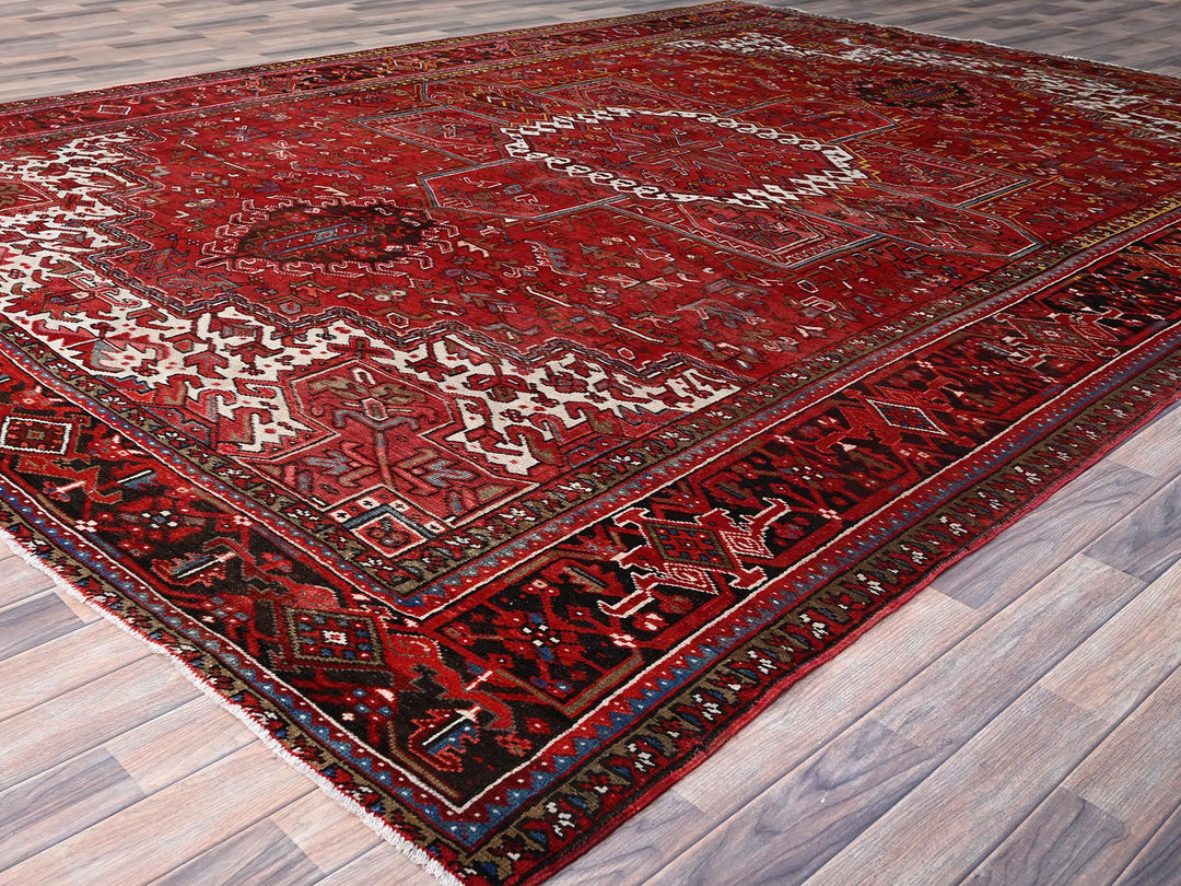 10'2" x 13'8" Vintage Hand Knotted Red Wool Rectangle Oriental Rug - MOA102181