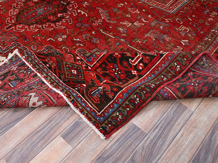 10'2" x 13'8" Vintage Hand Knotted Red Wool Rectangle Oriental Rug - MOA102181