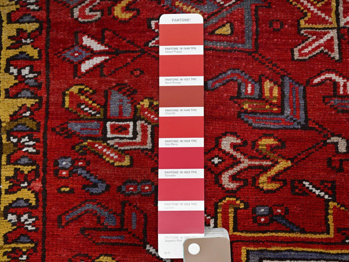 10'2" x 13'8" Vintage Hand Knotted Red Wool Rectangle Oriental Rug - MOA102181