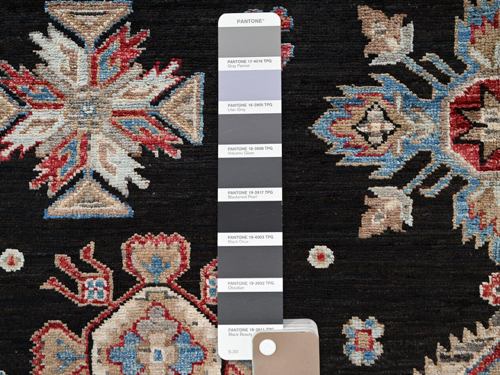 6'1" x 9'0" New Hand Knotted Black Wool Rectangle Oriental Rug - MOA1021820