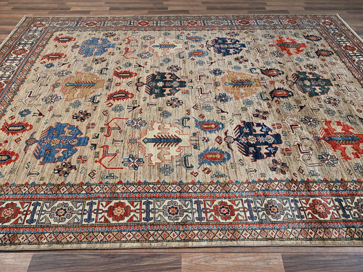 8'3" x 9'9" New Hand Knotted Beige Wool Rectangle Oriental Rug - MOA1021822