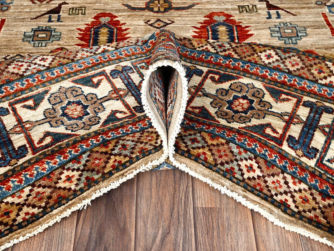 8'3" x 9'9" New Hand Knotted Beige Wool Rectangle Oriental Rug - MOA1021822