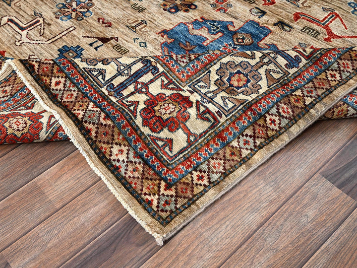 8'3" x 9'9" New Hand Knotted Beige Wool Rectangle Oriental Rug - MOA1021822