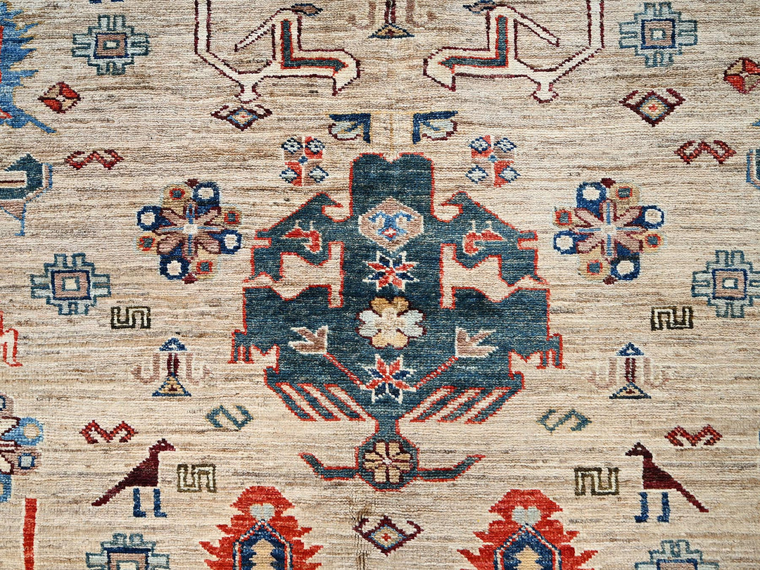 8'3" x 9'9" New Hand Knotted Beige Wool Rectangle Oriental Rug - MOA1021822