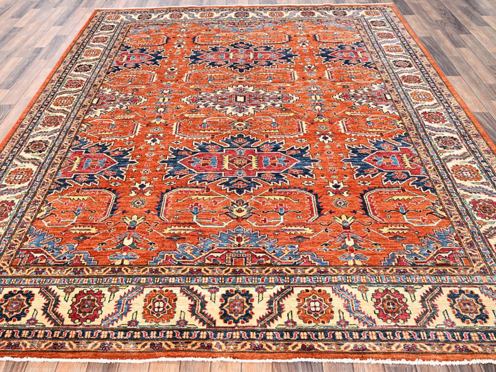 8'3" x 9'11" New Hand Knotted Orange Wool Rectangle Oriental Rug - MOA1021823
