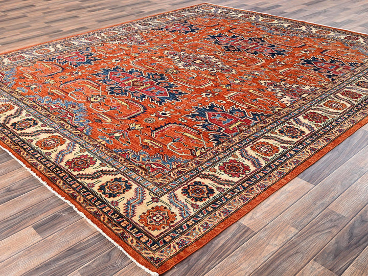 8'3" x 9'11" New Hand Knotted Orange Wool Rectangle Oriental Rug - MOA1021823