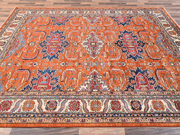 8'3" x 9'11" New Hand Knotted Orange Wool Rectangle Oriental Rug - MOA1021823
