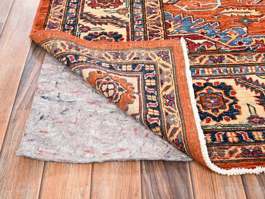 8'3" x 9'11" New Hand Knotted Orange Wool Rectangle Oriental Rug - MOA1021823