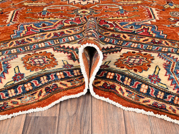 8'3" x 9'11" New Hand Knotted Orange Wool Rectangle Oriental Rug - MOA1021823