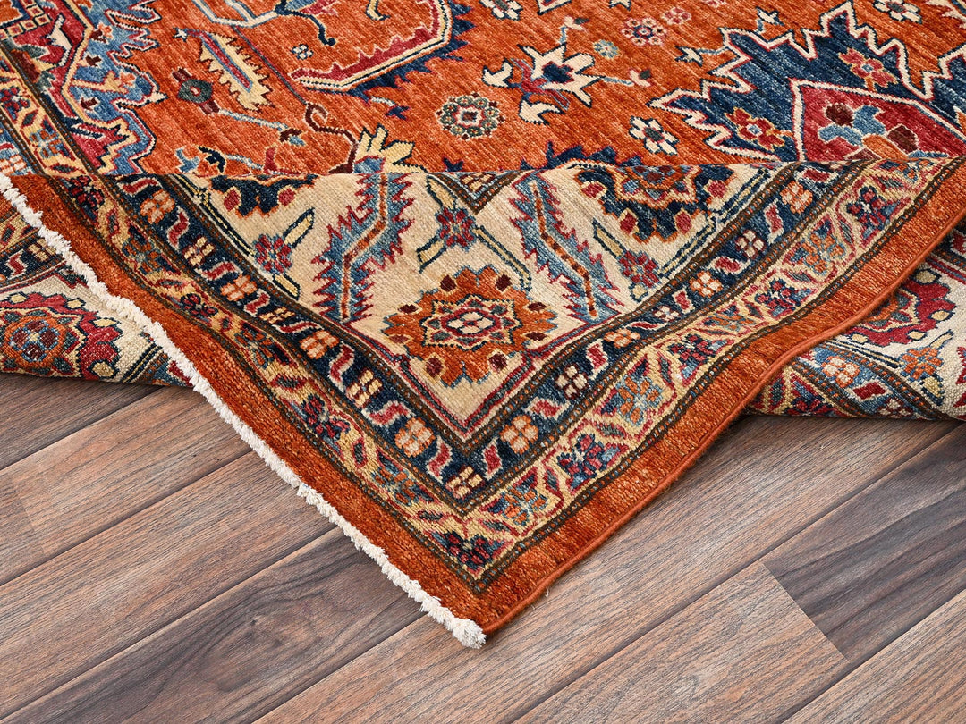 8'3" x 9'11" New Hand Knotted Orange Wool Rectangle Oriental Rug - MOA1021823