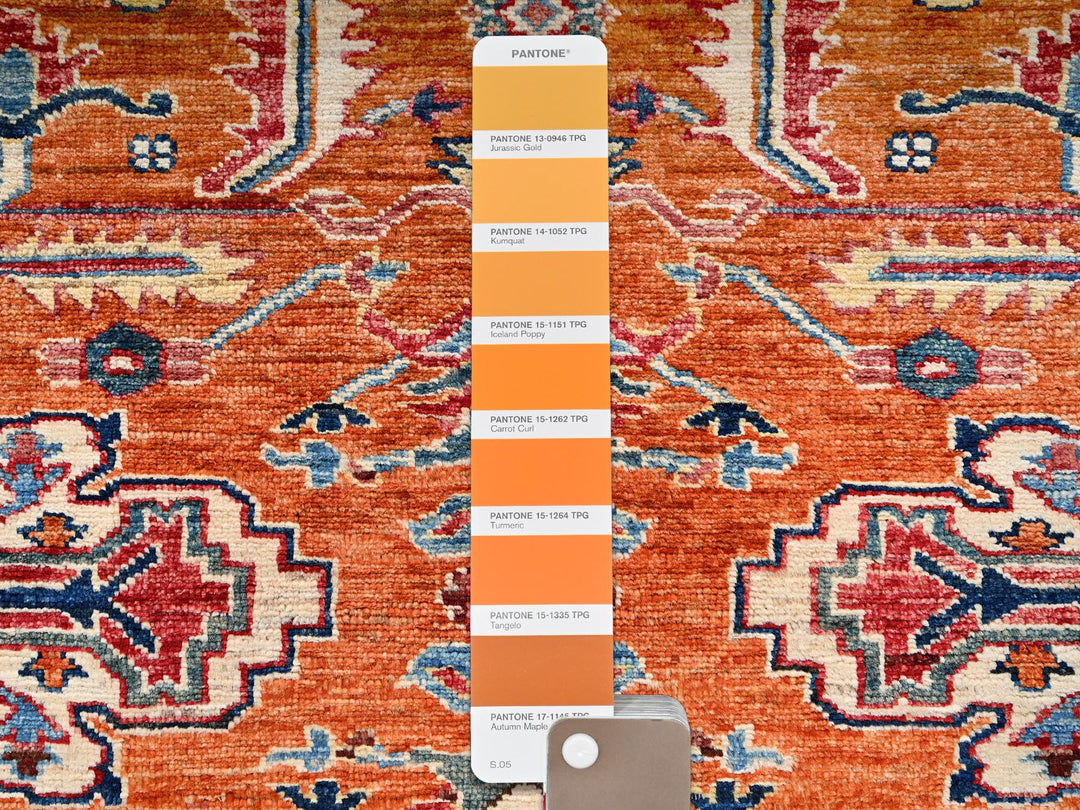 8'3" x 9'11" New Hand Knotted Orange Wool Rectangle Oriental Rug - MOA1021823
