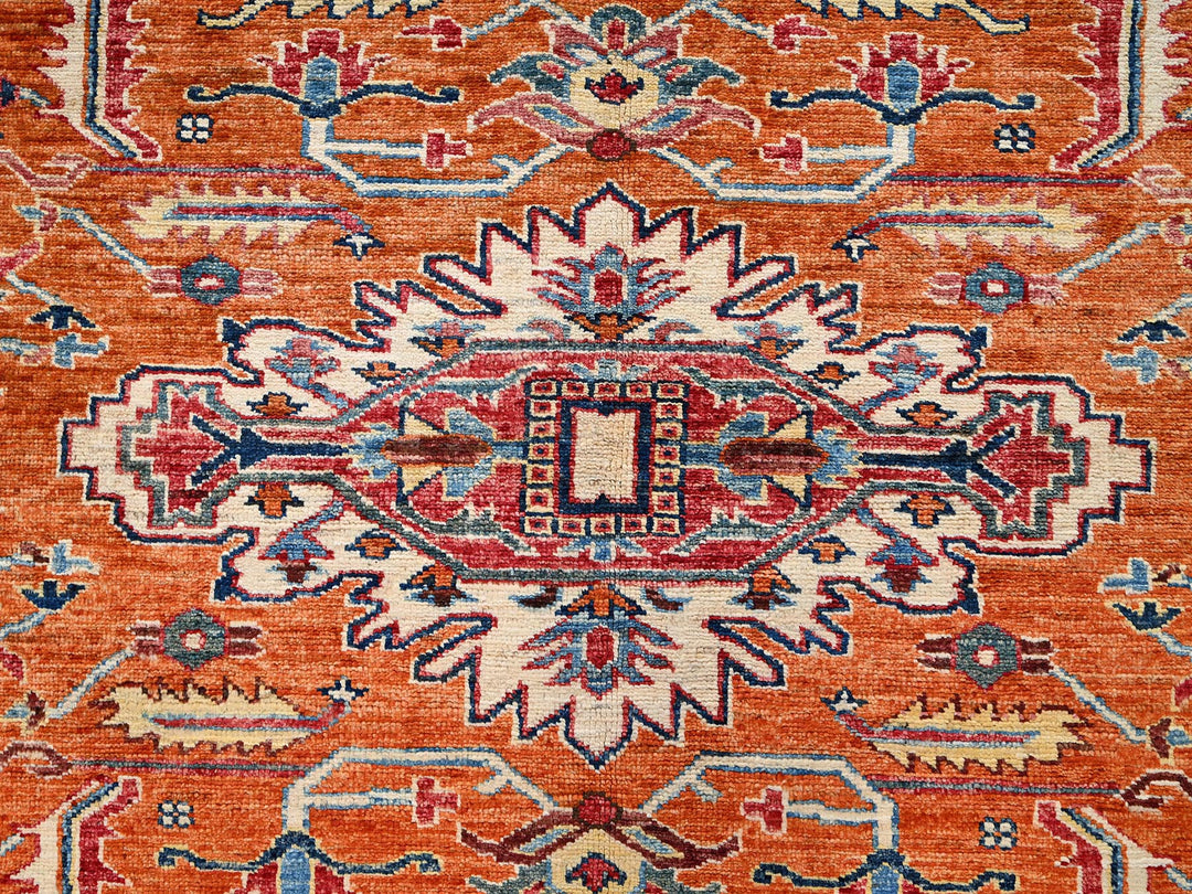 8'3" x 9'11" New Hand Knotted Orange Wool Rectangle Oriental Rug - MOA1021823