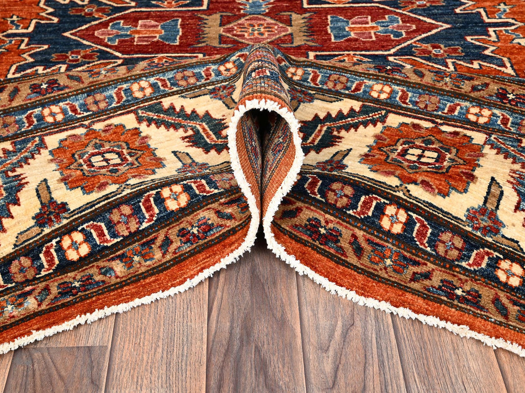 9'1" x 12'0" New Hand Knotted Orange Wool Rectangle Oriental Rug - MOA1021824