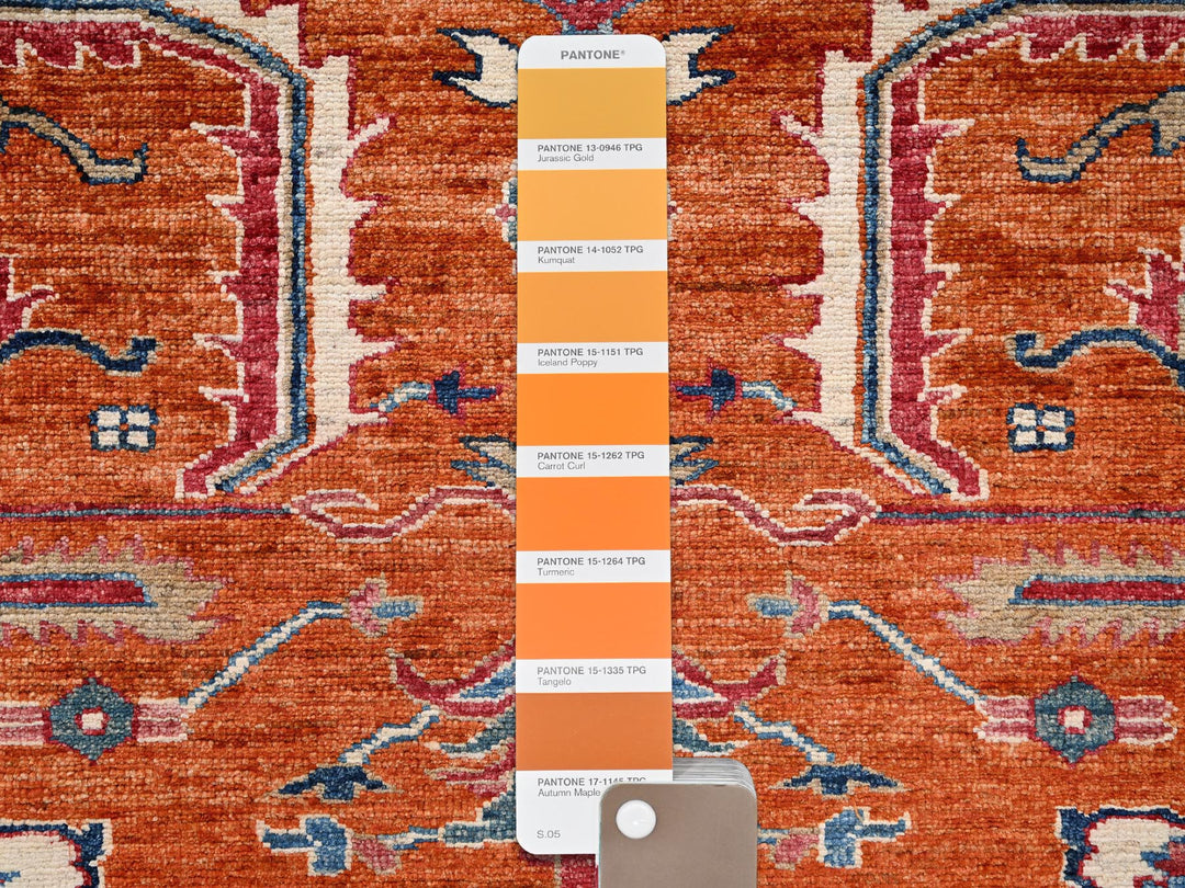 9'1" x 12'0" New Hand Knotted Orange Wool Rectangle Oriental Rug - MOA1021824