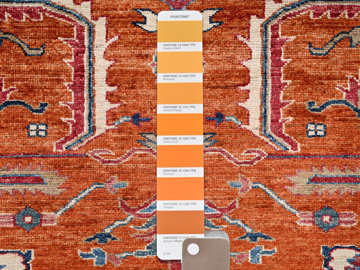 9'1" x 12'0" New Hand Knotted Orange Wool Rectangle Oriental Rug - MOA1021824