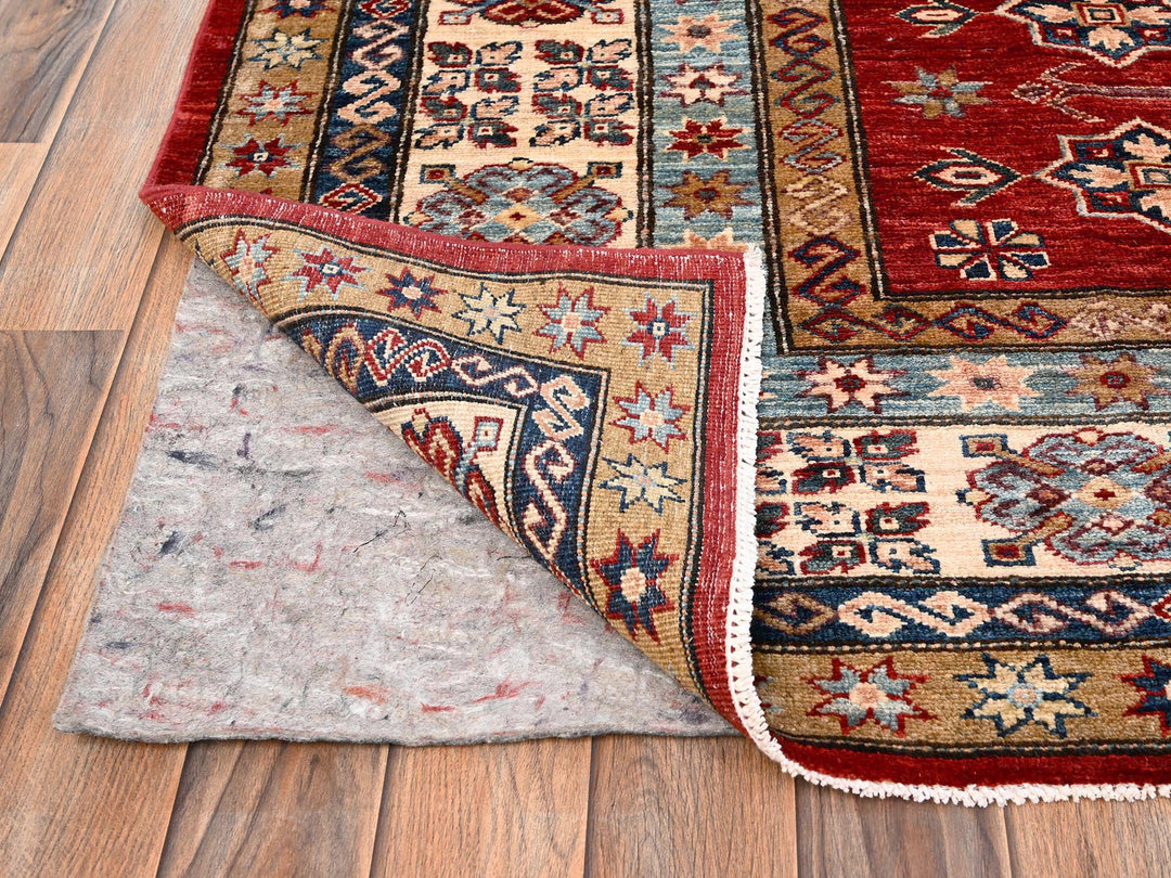 8'1" x 9'9" New Hand Knotted Red Wool Rectangle Oriental Rug - MOA1021825