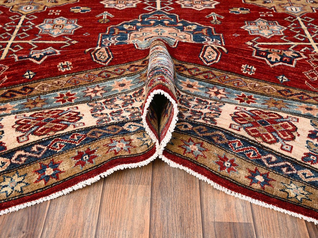 8'1" x 9'9" New Hand Knotted Red Wool Rectangle Oriental Rug - MOA1021825