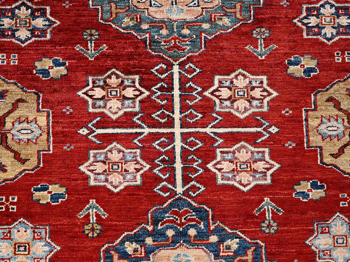 8'1" x 9'9" New Hand Knotted Red Wool Rectangle Oriental Rug - MOA1021825