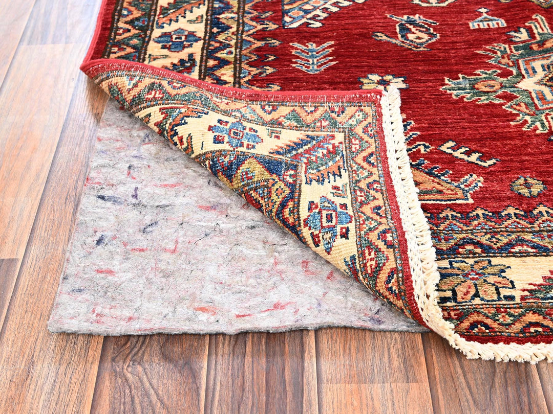 4'1" x 6'5" New Hand Knotted Red Wool Rectangle Oriental Rug - MOA1021828