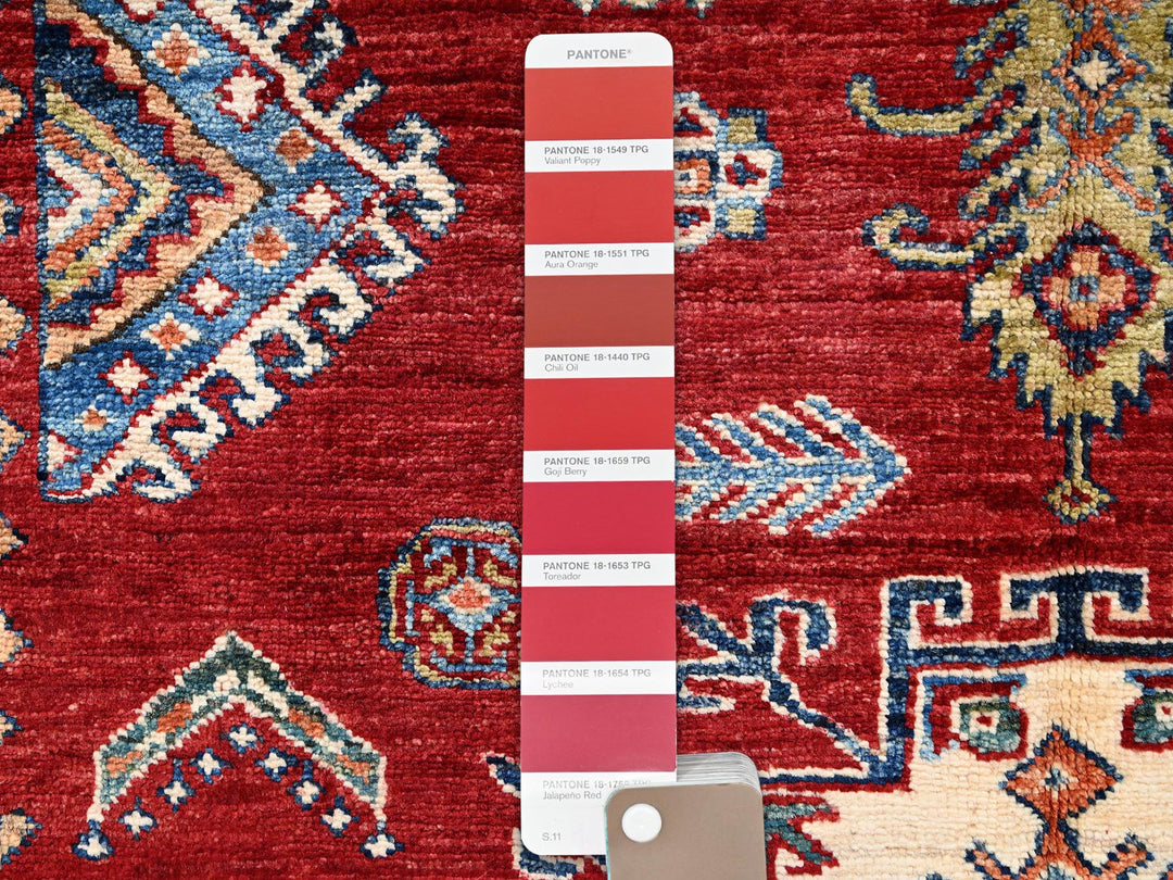 4'1" x 6'5" New Hand Knotted Red Wool Rectangle Oriental Rug - MOA1021828