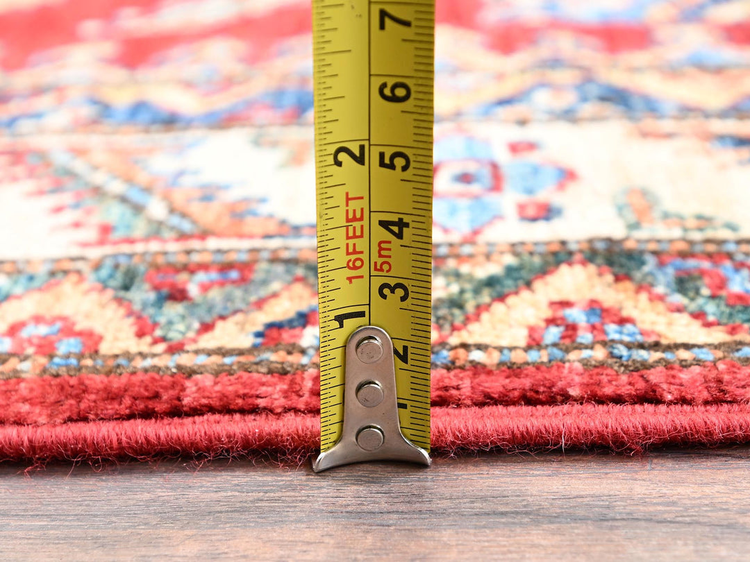 4'1" x 6'5" New Hand Knotted Red Wool Rectangle Oriental Rug - MOA1021828