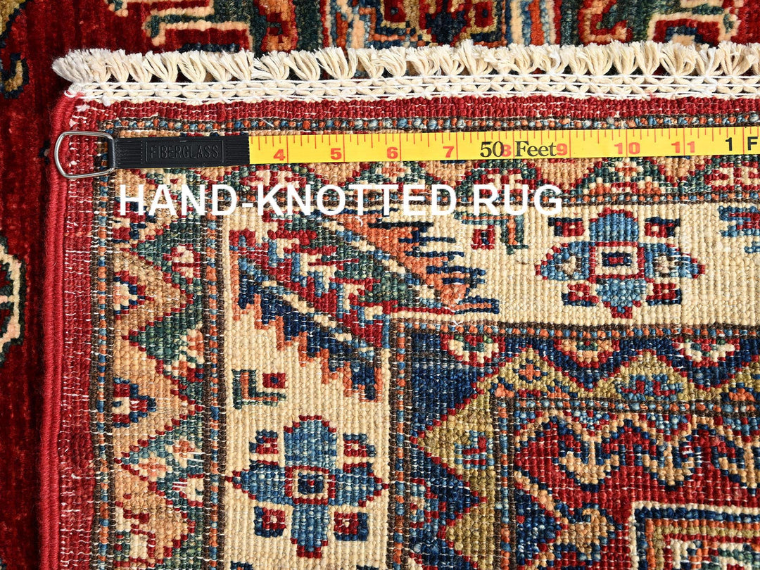 4'1" x 6'5" New Hand Knotted Red Wool Rectangle Oriental Rug - MOA1021828