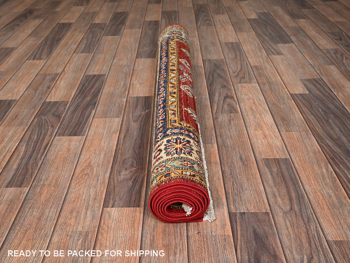 3'11" x 6'0" New Hand Knotted Red Wool Rectangle Oriental Rug - MOA1021829