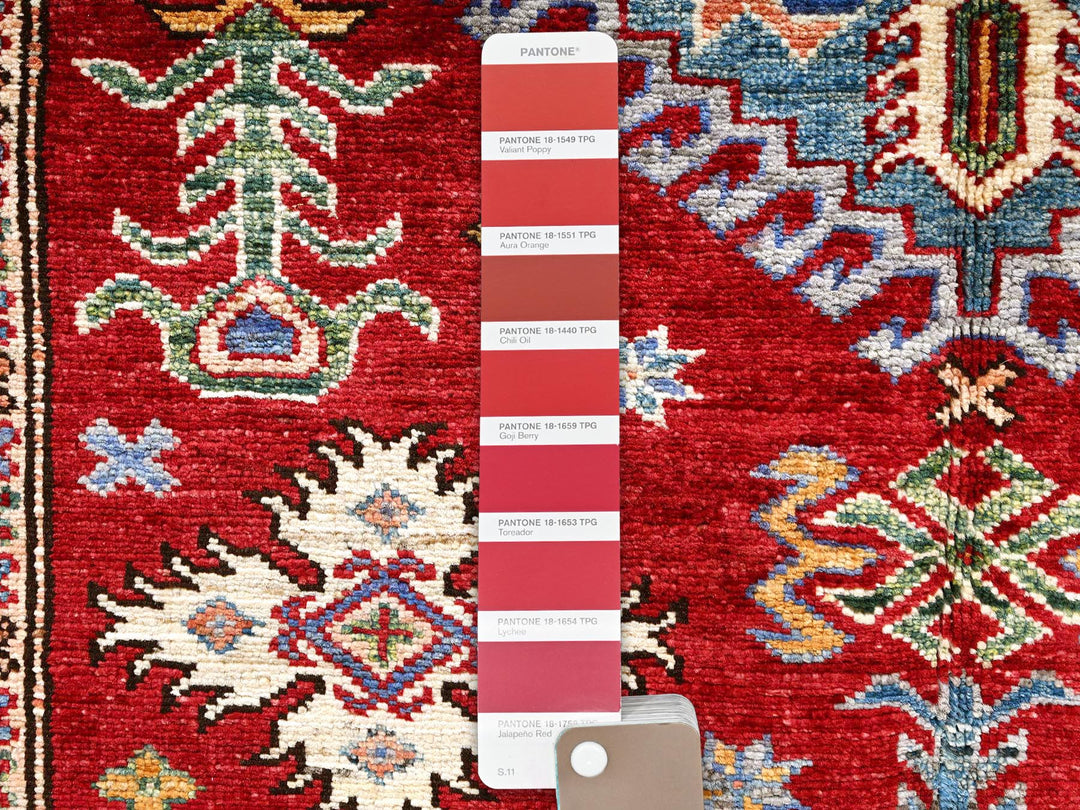 4'0" x 5'11" New Hand Knotted Red Wool Rectangle Oriental Rug - MOA1021830