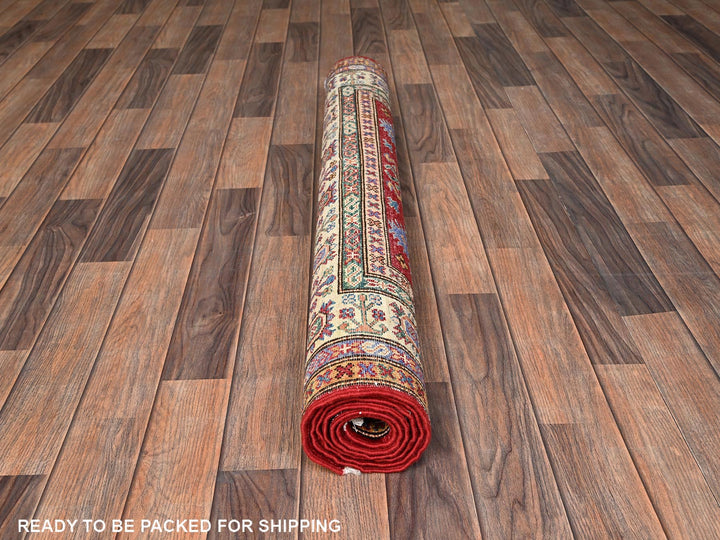 4'0" x 5'11" New Hand Knotted Red Wool Rectangle Oriental Rug - MOA1021830